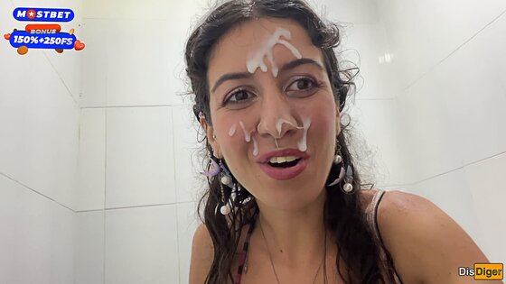 huge cum face on girls in public