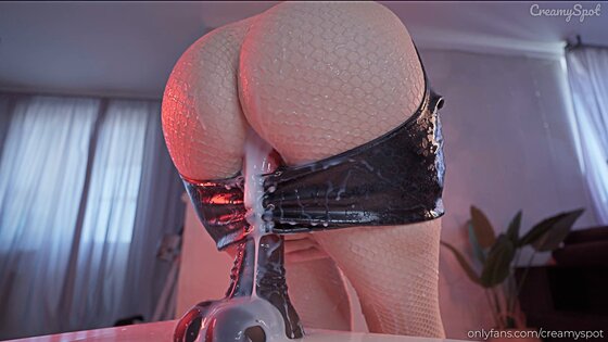 leather skirt pussy fuq overflowing creampie
